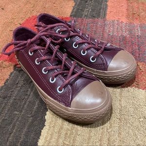 Converse Burgundy Ox Leather Kids LowTop Sneakers